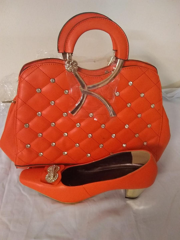 ORANGE WOMEN'S SHOE & BAG SET - Ladybee Swiss Lace