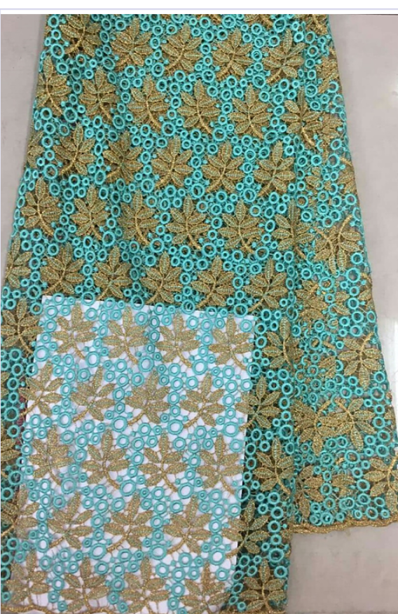 Lovely Gold Green Cord Lace - Ladybee Swiss Lace