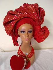 RED BRIDAL AUTO GELE HEADTIE