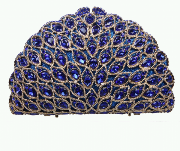 Gorgeous Royal Blue Peach clutch purse - Ladybee Swiss Lace