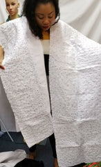 WHITE ASO OKE HEADTIE WITH SHOULDER SHAWL SET