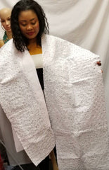 WHITE ASO OKE HEADTIE WITH SHOULDER SHAWL SET