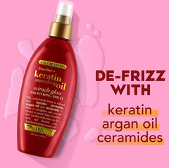 Frizz-Free + Keratin Smoothing Oil Miracle Gloss Spray, 5 in 1, De-frizz Hair, Shiny Hair, Keratin, Argan Oil