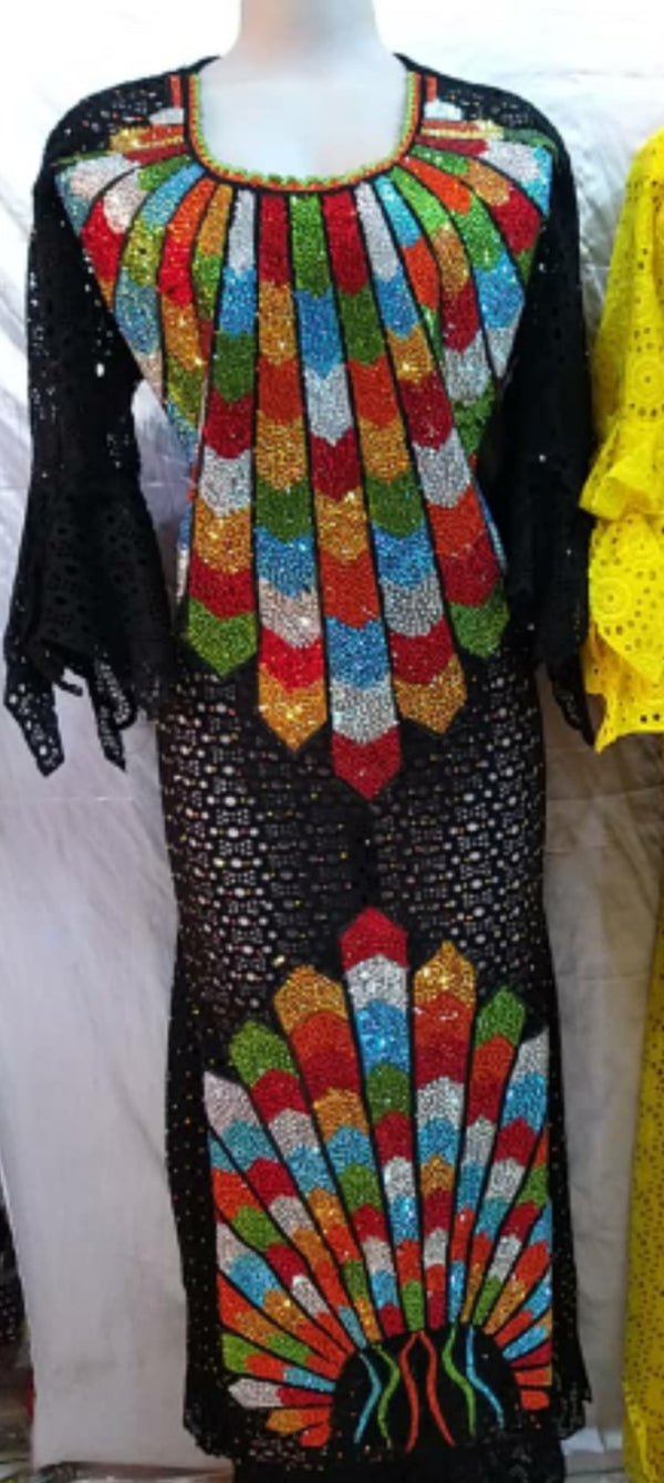 ELEGANT BLACK BEAUTIFUL HIGH-QUALITY SENEGALESE  READMADE  DRESS