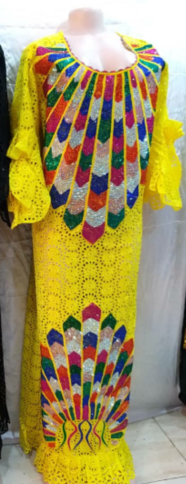 BEAUTIFUL HIGH-QUALITY YELLOW SENEGALESE  READMADE  DRESS