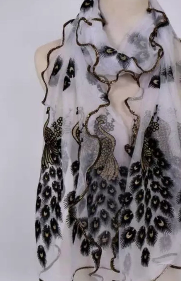 White /black  Silk Cotton Scarf Women Luxury hijab Long Scarf