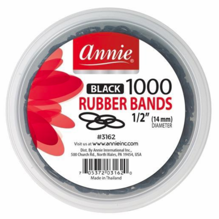 ANNIE RUBBER BANDS BLACK 1000CT/JAR