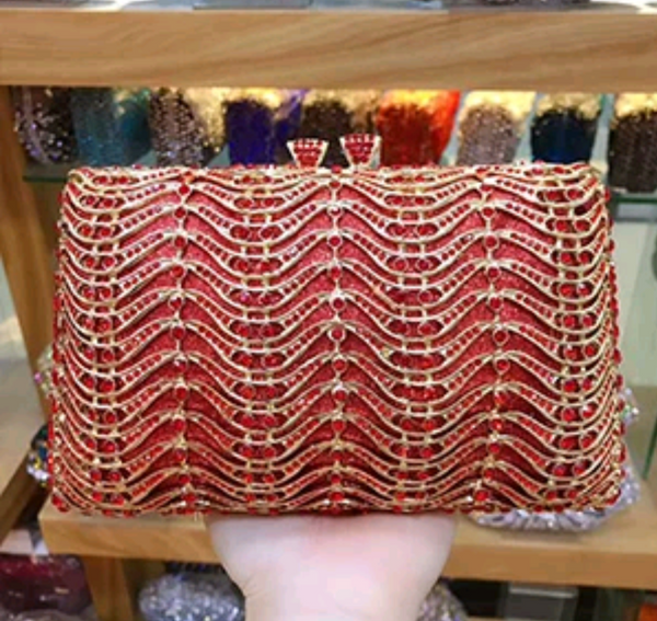 EXQUISITE CLASSIC DAZZING CRYSTAL RED PARTY PURSE