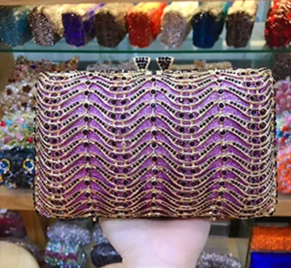 PURPLE EXQUISITE CLASSIC DAZZING CRYSTAL  PARTY PURSE