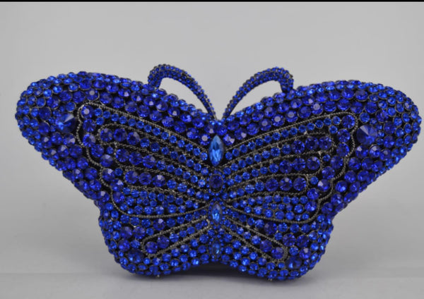 EXQUISITE CLASSIC DAZZING CRYSTAL ROYAL BLUE  PARTY PURSE