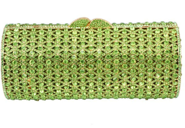 LUXURY EXQUISITE CLASSIC DAZZING CRYSTAL GREEN  PARTY PURSE