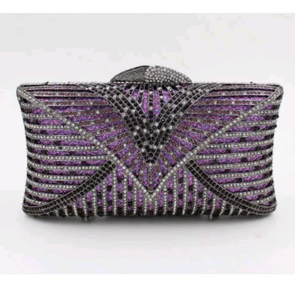 EXQUISITE CLASSIC DAZZING CRYSTAL PURPLE  PARTY PURSE