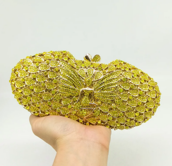 YELLOW EXQUISITE CLASSIC DAZZING CRYSTAL PARTY PURSE