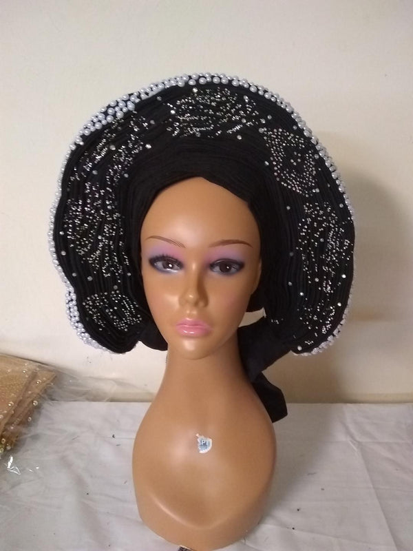 OWAMBE BLACK HEAD TIE - Ladybee Swiss Lace
