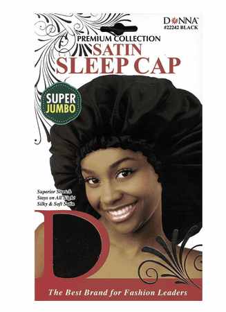 DONNA 22242 BLACK SATIN SLEEP CAP-SUPER JUMBO