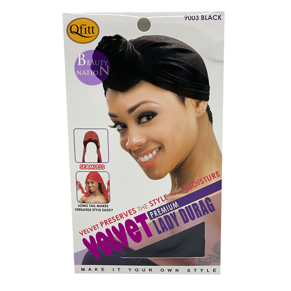 Qfitt Velvet Premium Lady Durag #9003 Black
