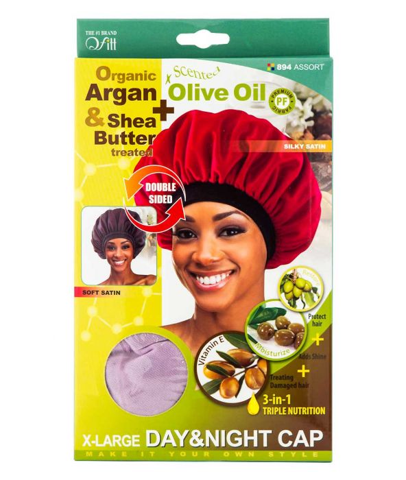 M&M QFITT ORGANIC ARGAN & SHEA BUTTER + OLIVE OIL X-LARGE DAY & NIGHT CAP ASSORT