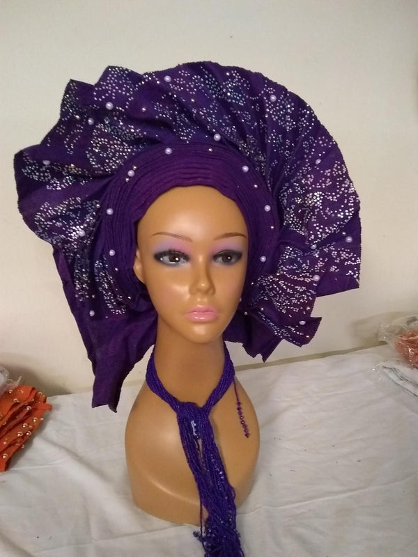 BEAUTIFUL PURPLE HEAD TIE - Ladybee Swiss Lace