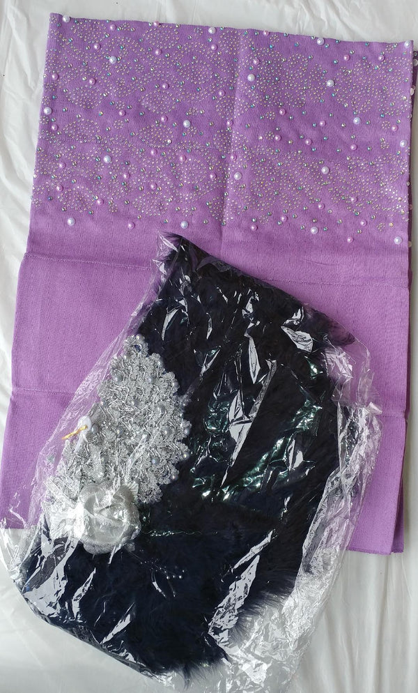 Beautiful Lilac Gele With Lovely Design - Ladybee Swiss Lace