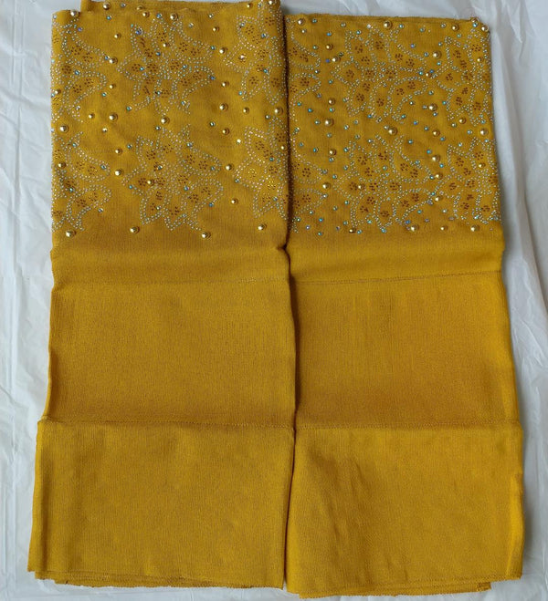 Gold Aso Oke Head Tie - Ladybee Swiss Lace