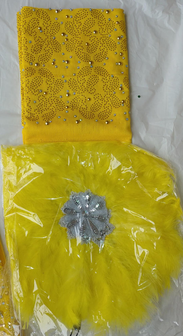 YELLOW HEADTIE ASO OKE GELE - Ladybee Swiss Lace