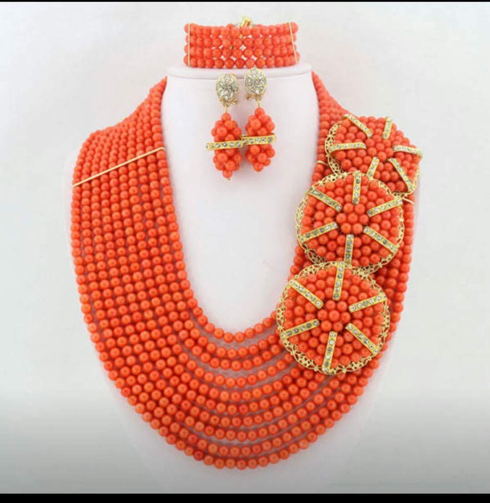 Coral Beads Set - Ladybee Swiss Lace