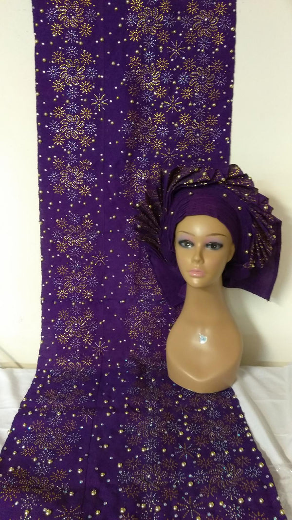 AUTO GELE HEADTIE WITH SHOLDER SHAW - Ladybee Swiss Lace