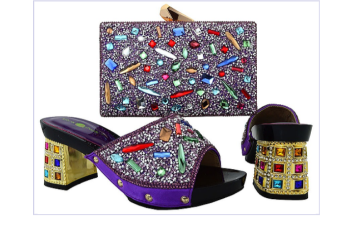 Beautiful Purple Shoes Set - Ladybee Swiss Lace