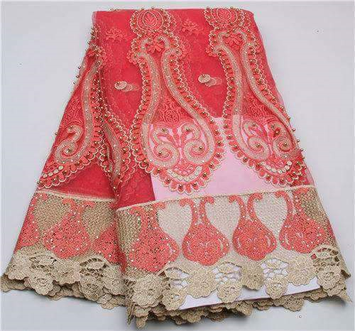 Stunning Tulle Beaded Lace Fabric - Ladybee Swiss Lace