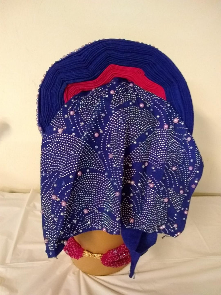 High Classic Auto Gele Fully Stone & design - Ladybee Swiss Lace