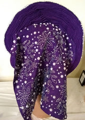 Fully stone shifting front Auto Gele loaded with stone and pearls - Ladybee Swiss Lace