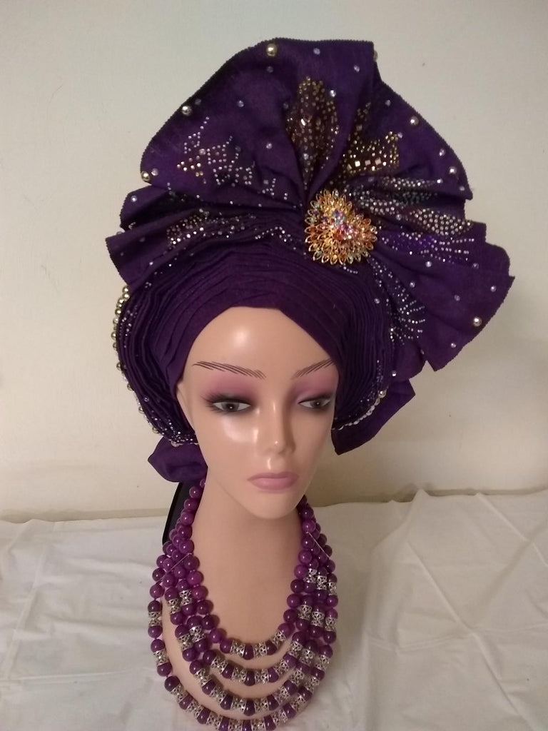 Ladies Night Stunning Auto Gele - Ladybee Swiss Lace