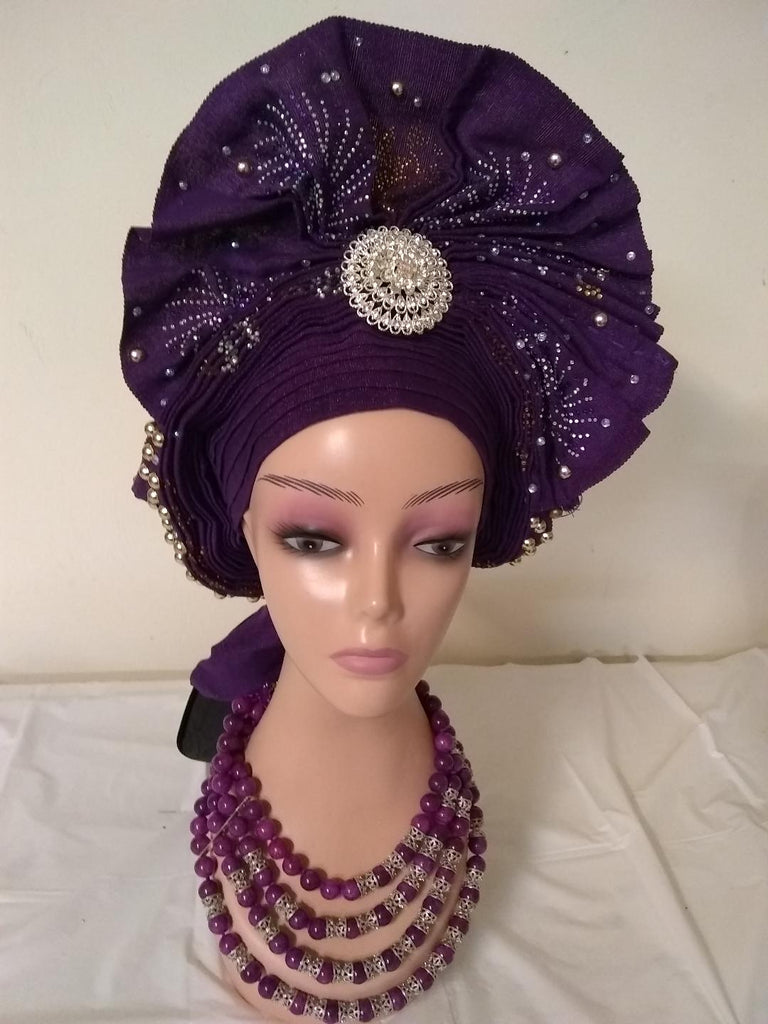 Ladies Night Stunning Auto Gele - Ladybee Swiss Lace
