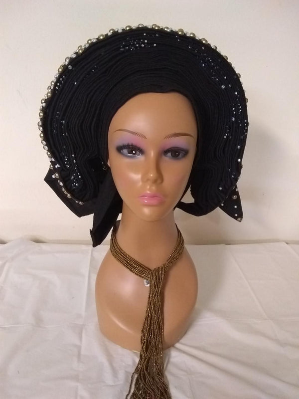 New Elegant African Wedding Auto Gele - Ladybee Swiss Lace