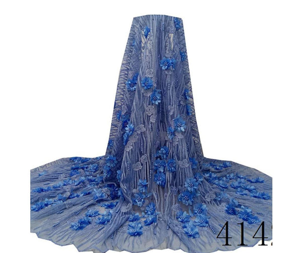 Strip with flower 3d net Lace - Ladybee Swiss Lace