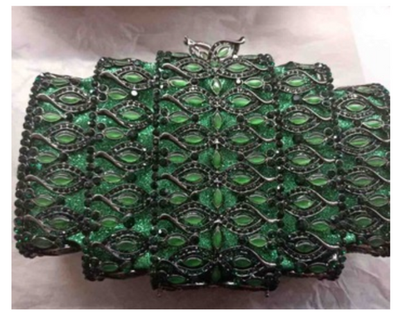EXQUISITE CLASSIC DAZZING CRYSTAL GREEN  PARTY PURSE