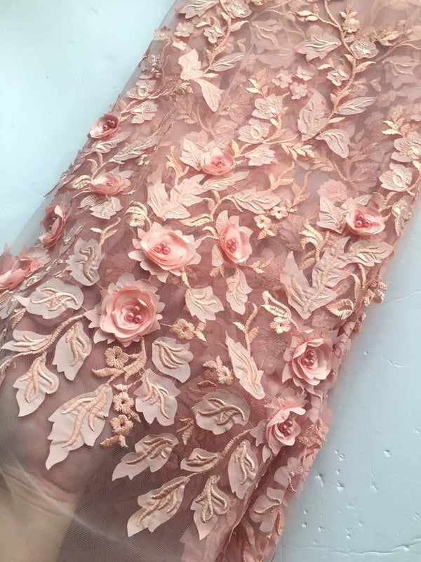 Beautiful Peach Fabric - Ladybee Swiss Lace