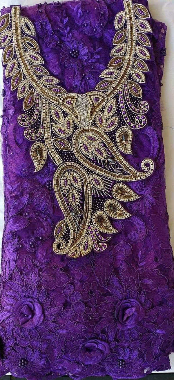 African Neckline Applique Purple