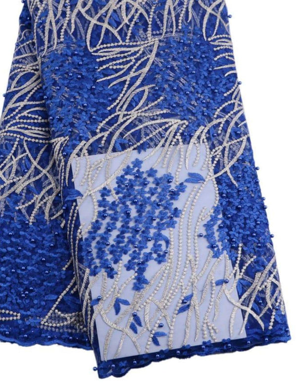 Beaded Flowers Tulle net Fabric - Ladybee Swiss Lace