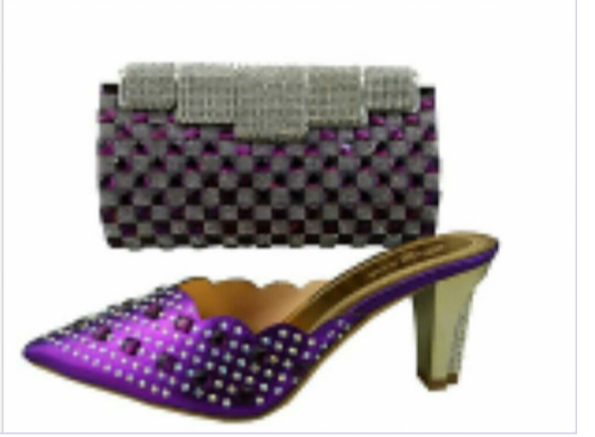 Purple Stone Shoes & Bag - Ladybee Swiss Lace