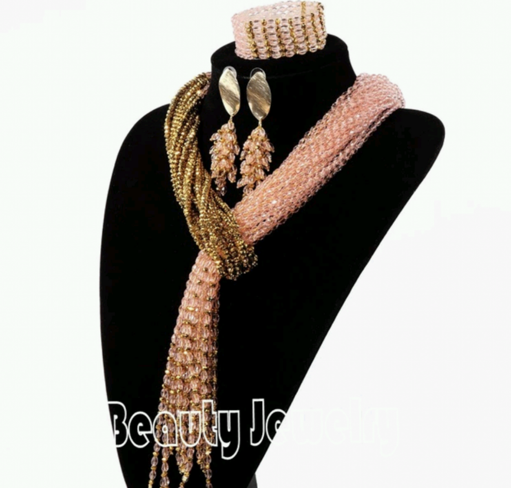 Peach & Gold Jewelry Set - Ladybee Swiss Lace