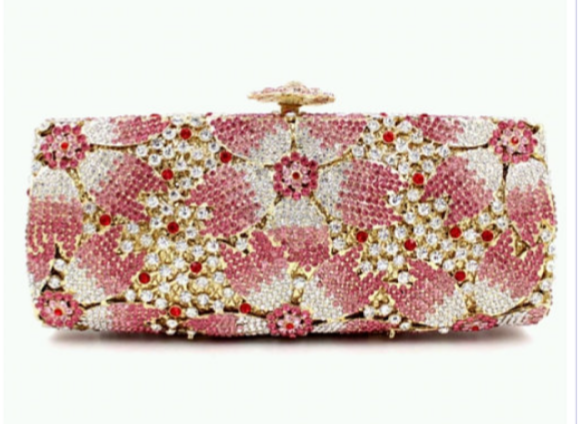 Sparkling Crytal Clutch Purse - Ladybee Swiss Lace