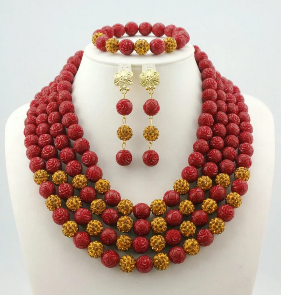 Red Beads - Ladybee Swiss Lace