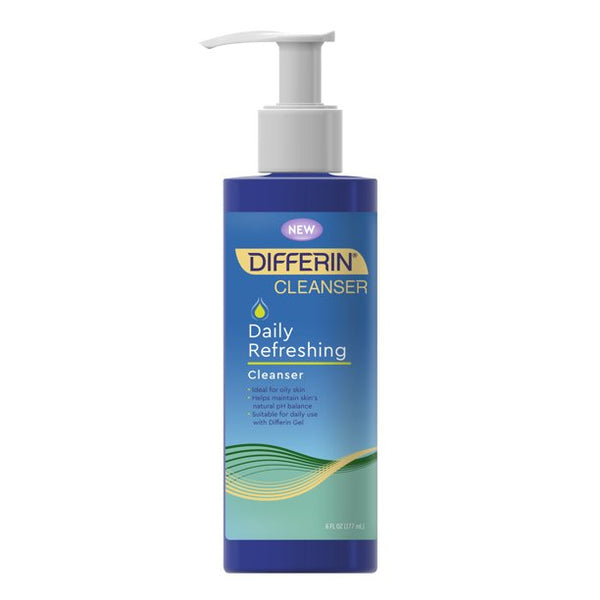 Differin Daily Refreshing Cleanser, All Skin Types, Suitable for Oily Skin, Fragrance-Free, 6 fl oz