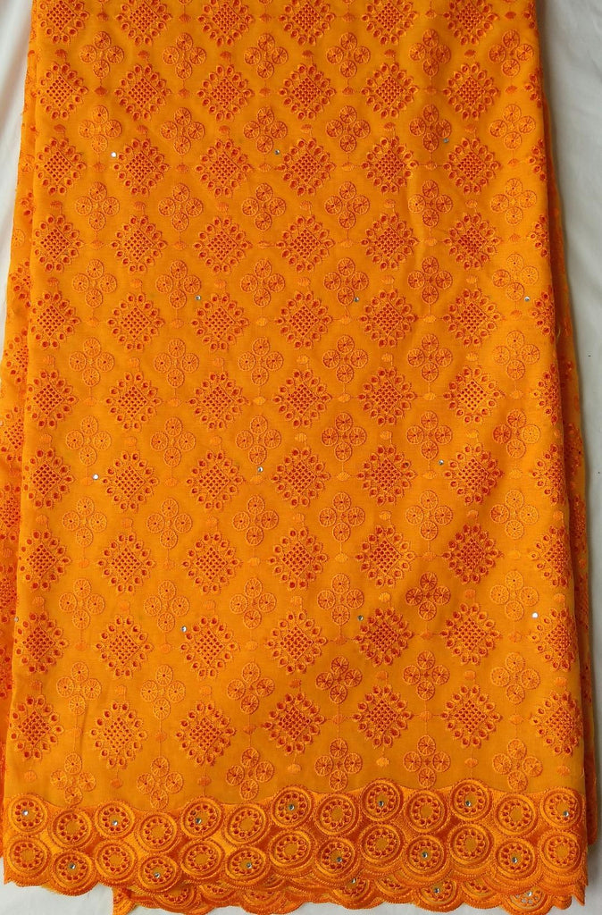 Orange Swiss Viole Lace Fabric - Ladybee Swiss Lace