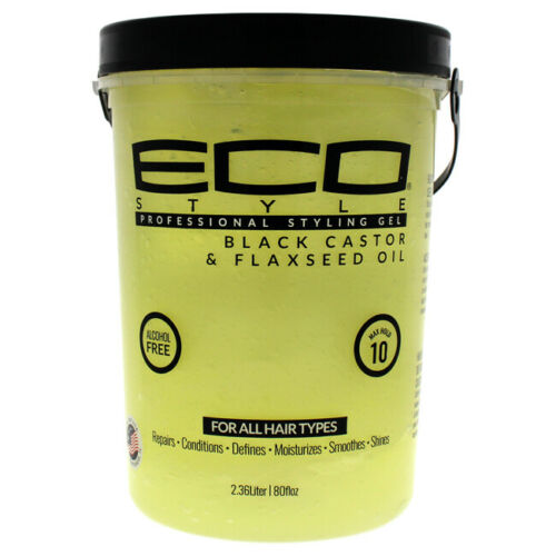 ECO STYLING GEL-BLACK CASTOR & FLAXSEED OIL 32 OZ