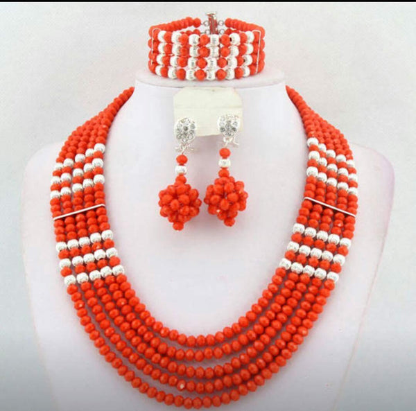 Orange Beads Set - Ladybee Swiss Lace