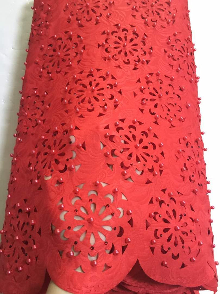 Fully Beaded Lace Cut Fabric - Ladybee Swiss Lace