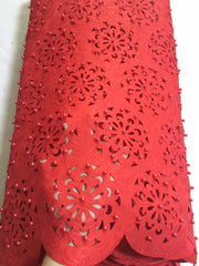 Fully Beaded Lace Cut Fabric - Ladybee Swiss Lace