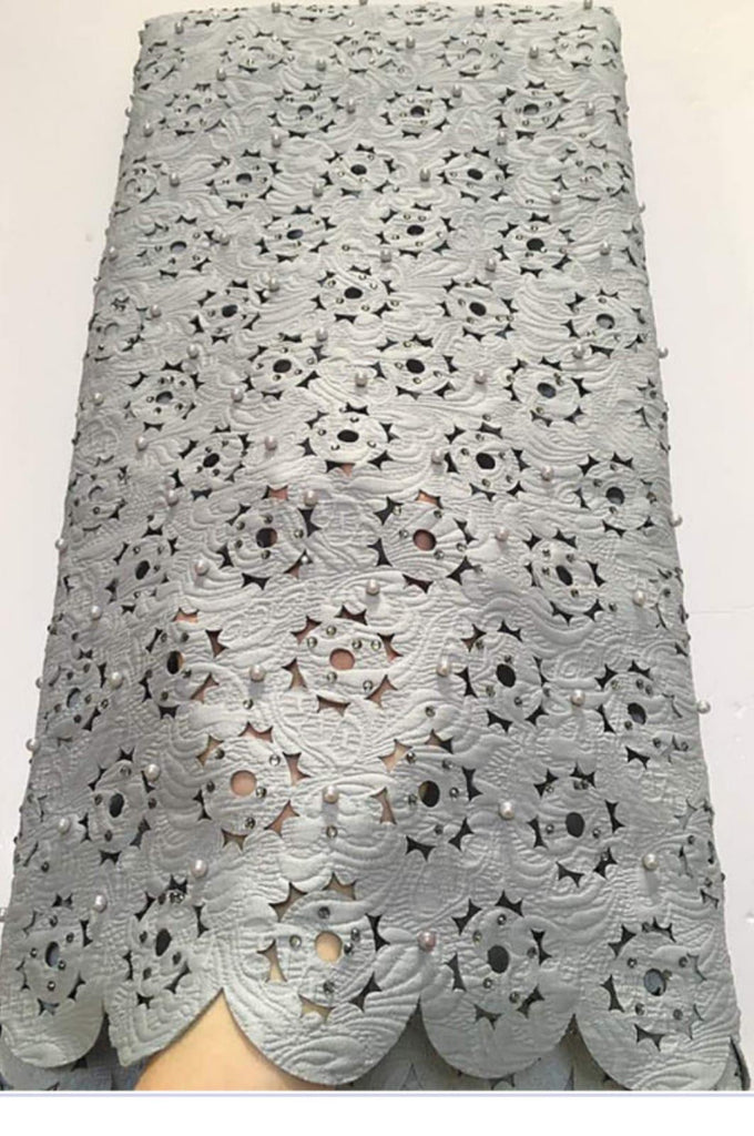 Fully Beaded Lace Cut Fabric - Ladybee Swiss Lace